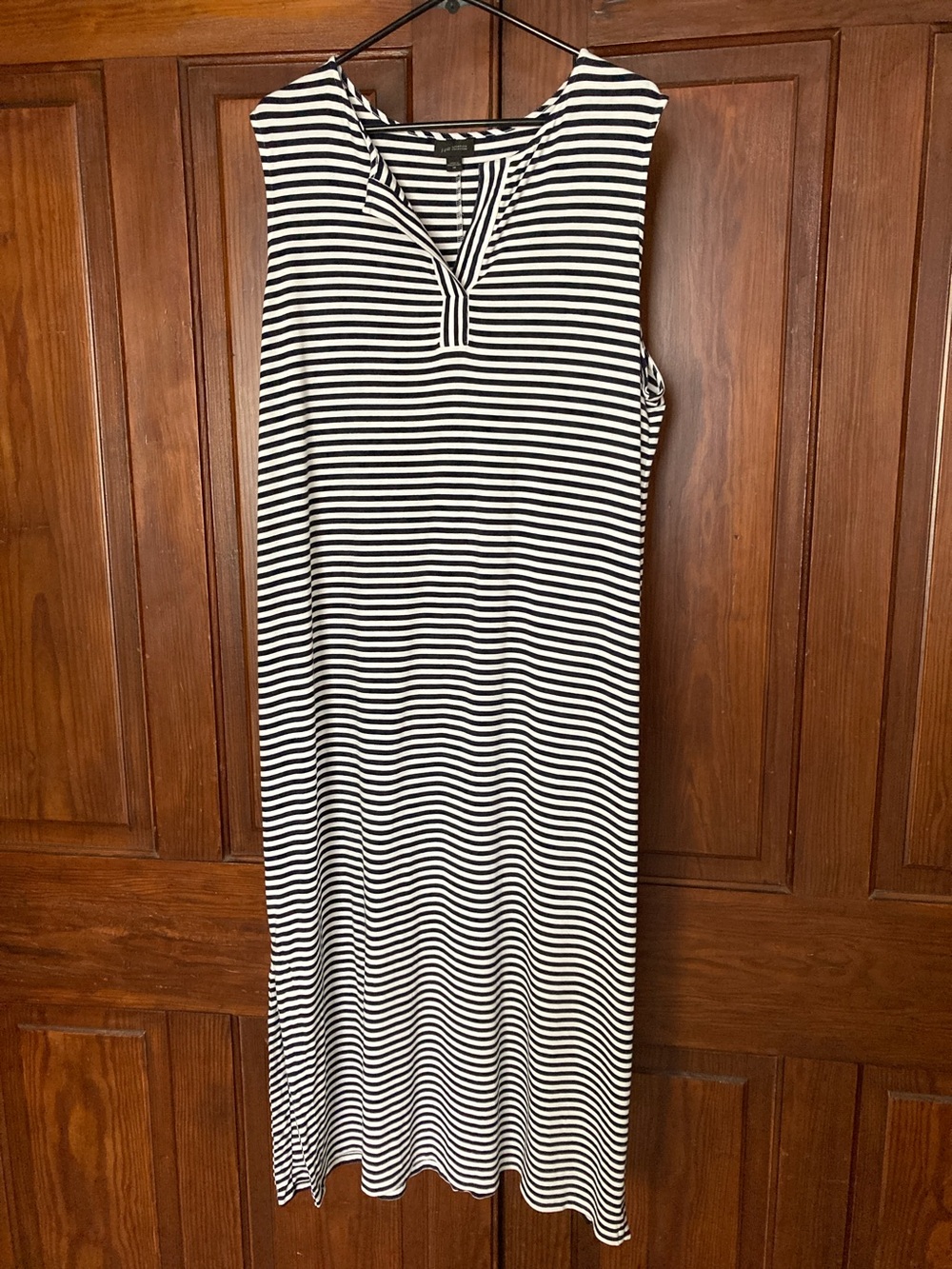 J.Jill Wearever Mixed Stripes Sleeveless Navy White Maxi Dress